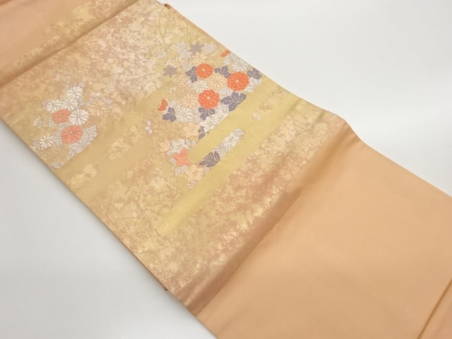 引箔秋草にヱ霞模様織出し名古屋帯